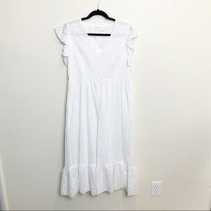 White Eyelet Midi Dress Size Large